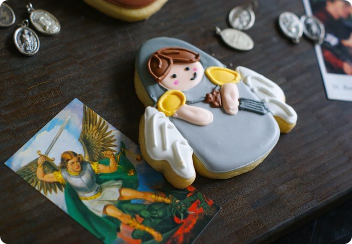 all saints day cookies, st. michael the archangel...post features 5 saint cookie designs