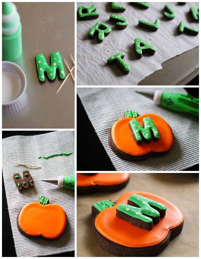 how to make monogrammed, double-decker pumpkin cookies