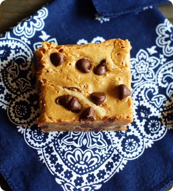 Peanut Butter Swirl Chocolate Chip Blondies ::: bake at 350 blog