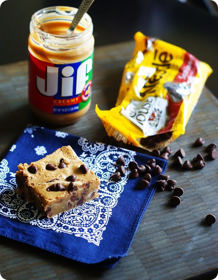 Peanut Butter Swirl Chocolate Chip Blondies ::: bake at 350 blog