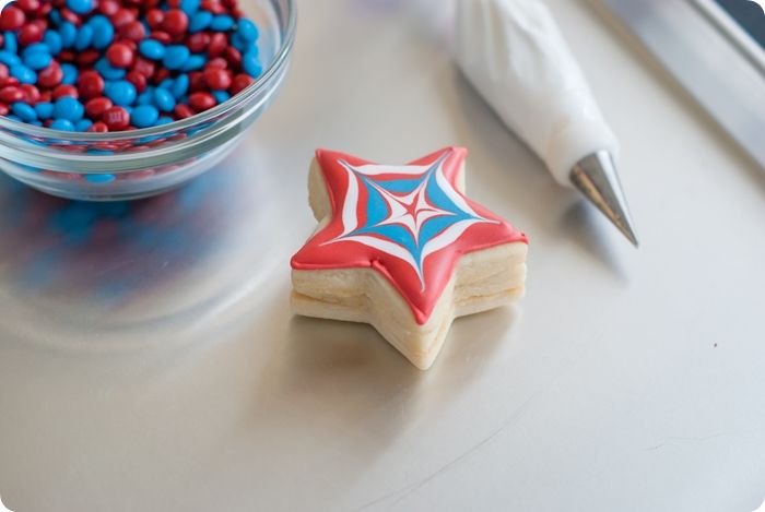 M&Ms Inside-Patriotic Star Cookies #4thofjuly #patriotic