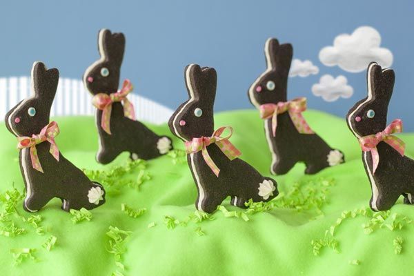 chocolate bunny sandwich cookies with marshmallow buttercream 