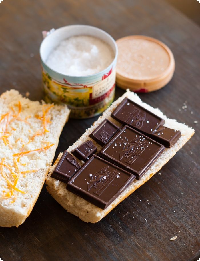 Chocolate Baguette Sandwiches with Orange and Sea Salt
