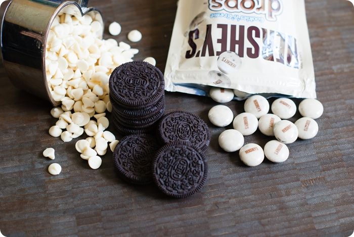 cookies and cream cookies ... made with Hershey's drops, white chocolate chips, and Oreos. from @bakeat350