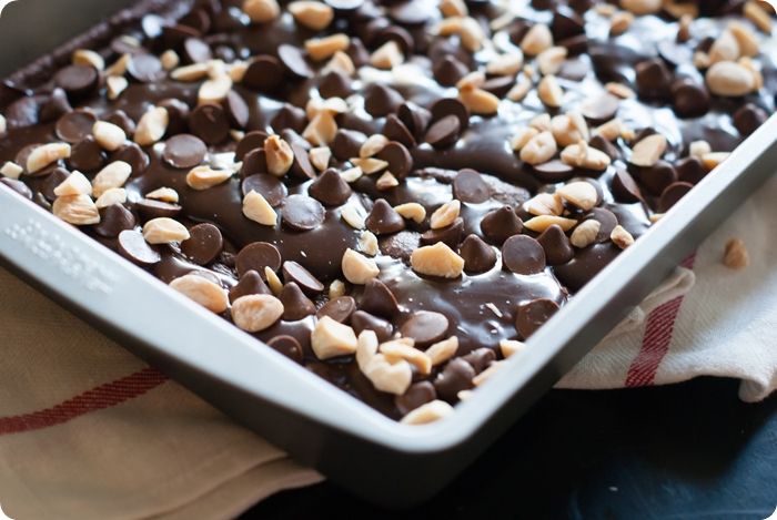 double chocolate caramel brownies with marcona almonds and sea salt from @bakeat350