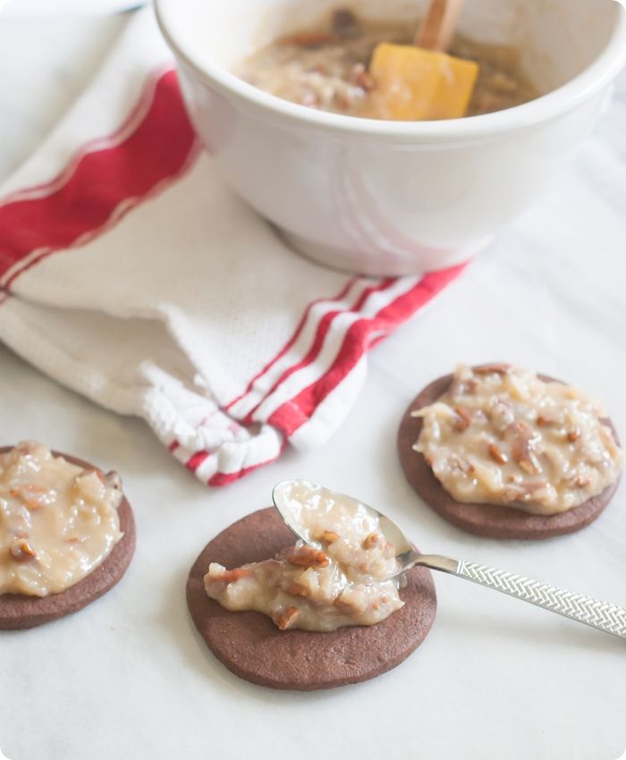 german chocolate cookies ... more frosting per bite than german chocolate cake!