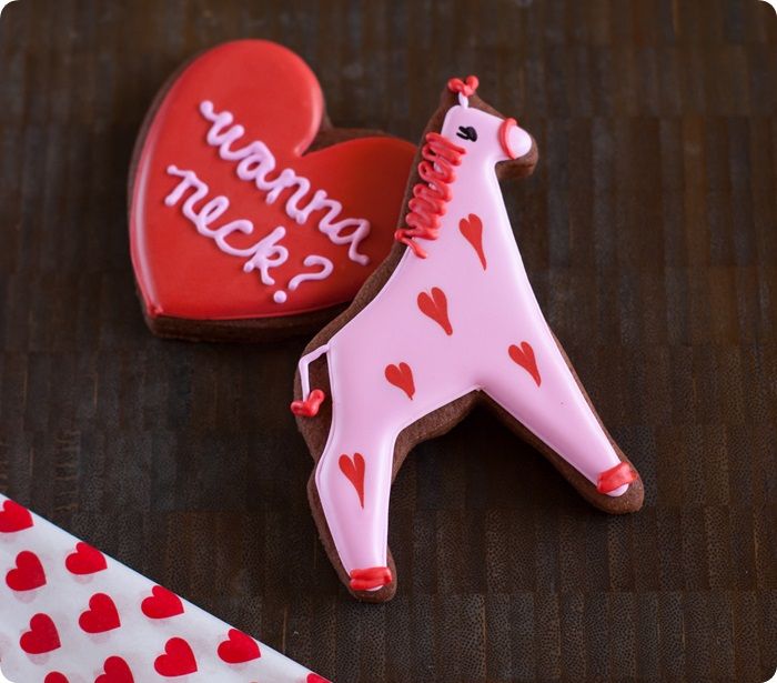 "wanna neck" giraffe valentine cookies ♥ 
