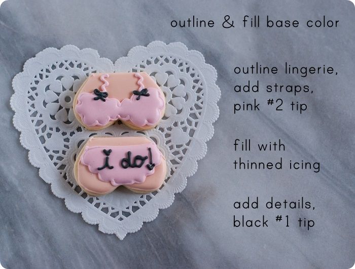 1 of 5 lingerie decorated cookies for a honeymoon or lingerie-themed bridal shower...or bachelorette party ♥