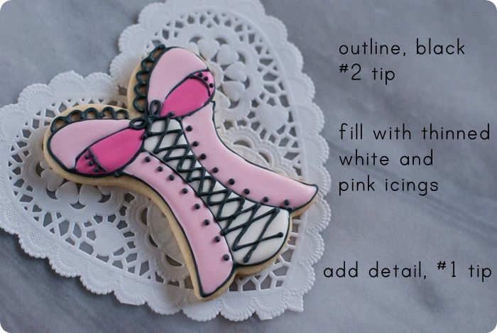 1 of 5 lingerie decorated cookies for a honeymoon or lingerie-themed bridal shower...or bachelorette party ♥