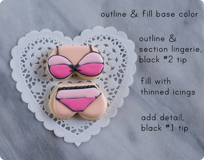 1 of 5 lingerie decorated cookies for a honeymoon or lingerie-themed bridal shower...or bachelorette party ♥