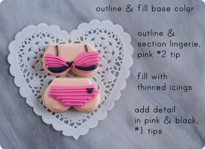 1 of 5 lingerie decorated cookies for a honeymoon or lingerie-themed bridal shower...or bachelorette party ♥