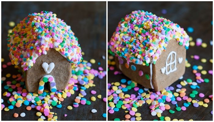 mini gingerbread houses (made with ONE cookie cutter)