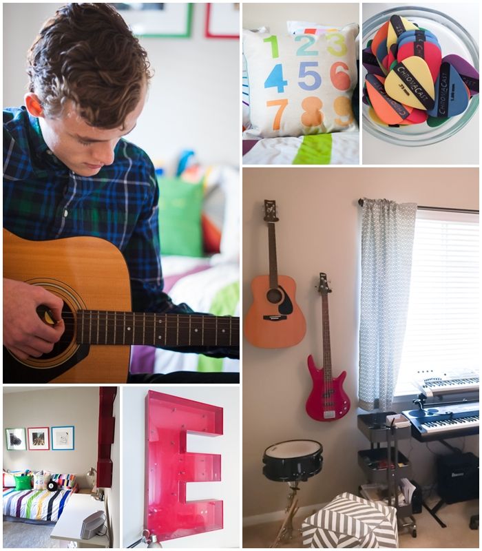 change a guest room to a simple music room for teens, bed & bedding from 9 by Novogratz