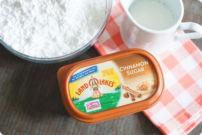 the makings of cinnamon sugar frosting for pumpkin cookies