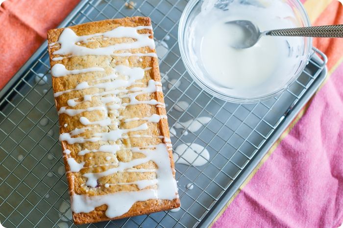 raspberry poppy seed bread with lemon glaze from @bakeat350 and @imperialsugar