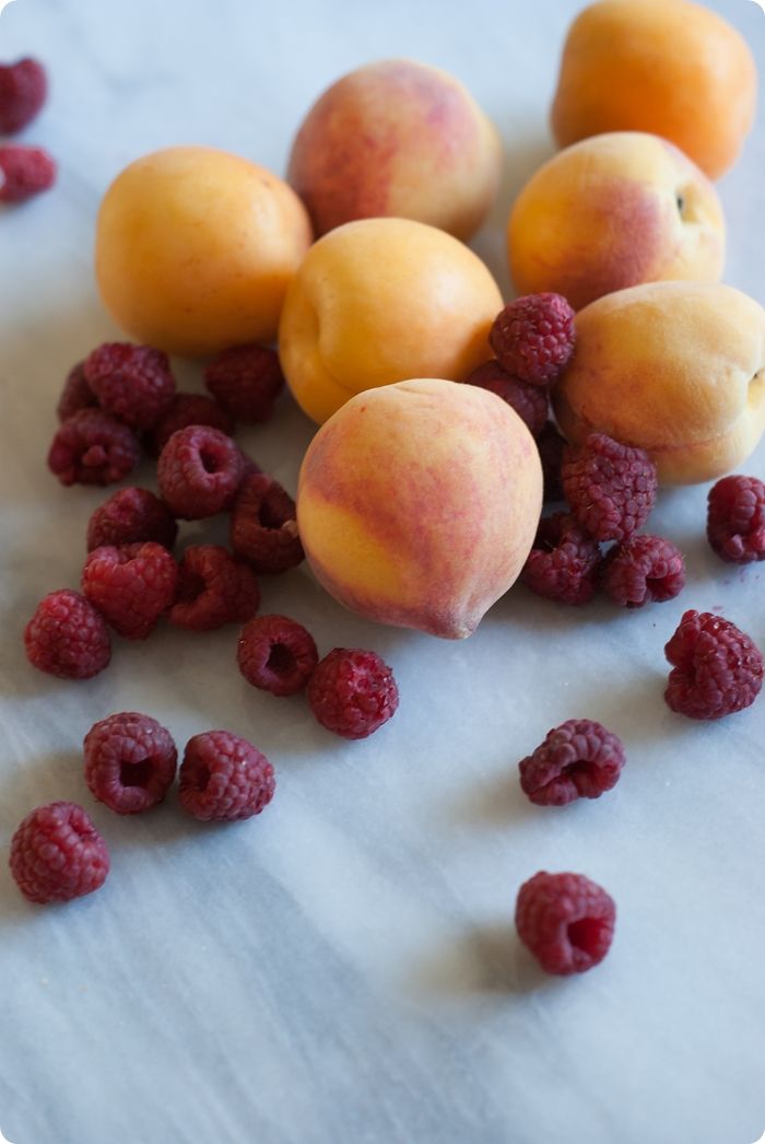 stone fruit and raspberry cobbler 