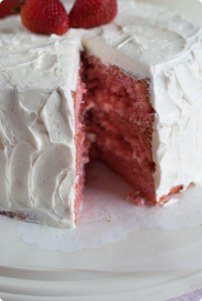 strawberry layer cake with amaretto swiss meringue buttercream ... each pin donates 9 meals to Feeding America #kitchenconvo #giveameal