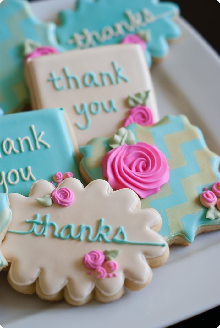 gold chevron stenciled floral thank you cookies ... and thoughts on overcoming "cookie decorating perfection angst" ;) 