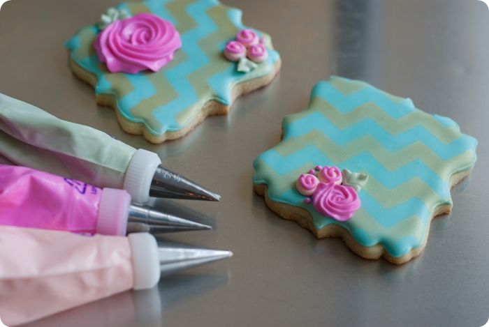 gold chevron stenciled floral thank you cookies ... and thoughts on overcoming "cookie decorating perfection angst" ;) 