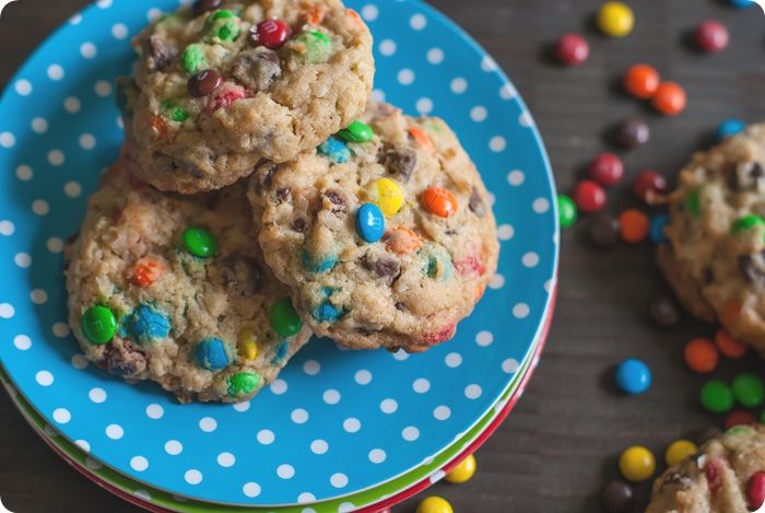 triple threat cookies ... chocolate chips, coconut, and mini chocolate candies: chewy, chunky, and delicious!