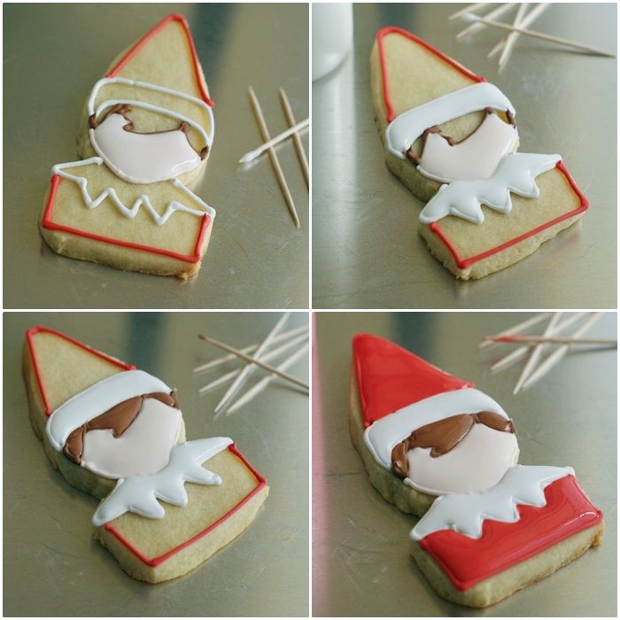 elf on the shelf decorated cookie tutorial...without a cookie cutter! from @bakeat350
