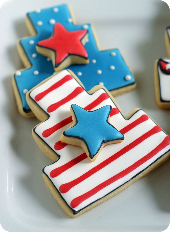 4th of july patriotic decorated cake cookies set + tutorial