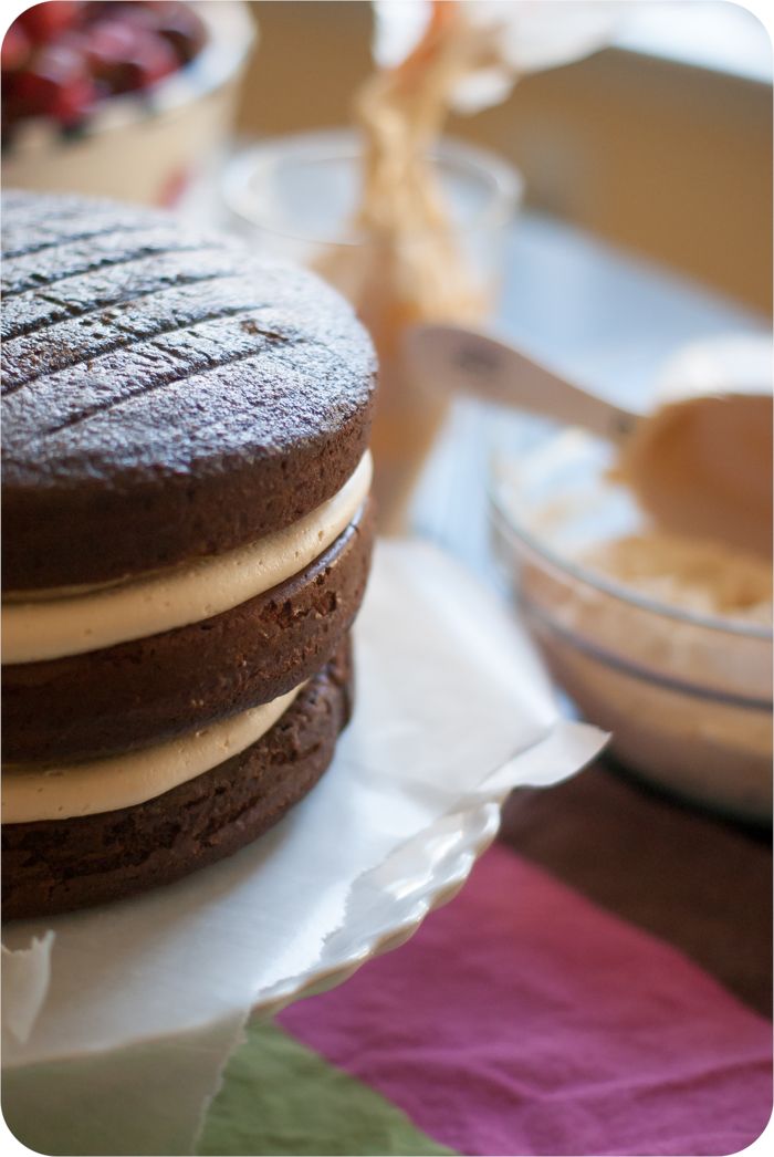 salted caramel buttercream frosting ... with devil's food cake