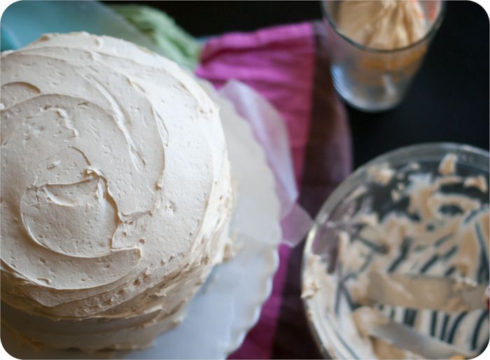 salted caramel buttercream frosting ... with devil's food cake