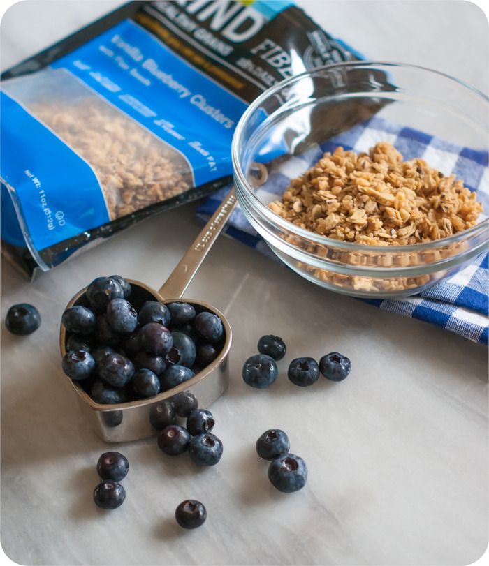 Whole Wheat Blueberry Pancakes with Healthy Grain Clusters and a Cinnamon Greek Yogurt Drizzle