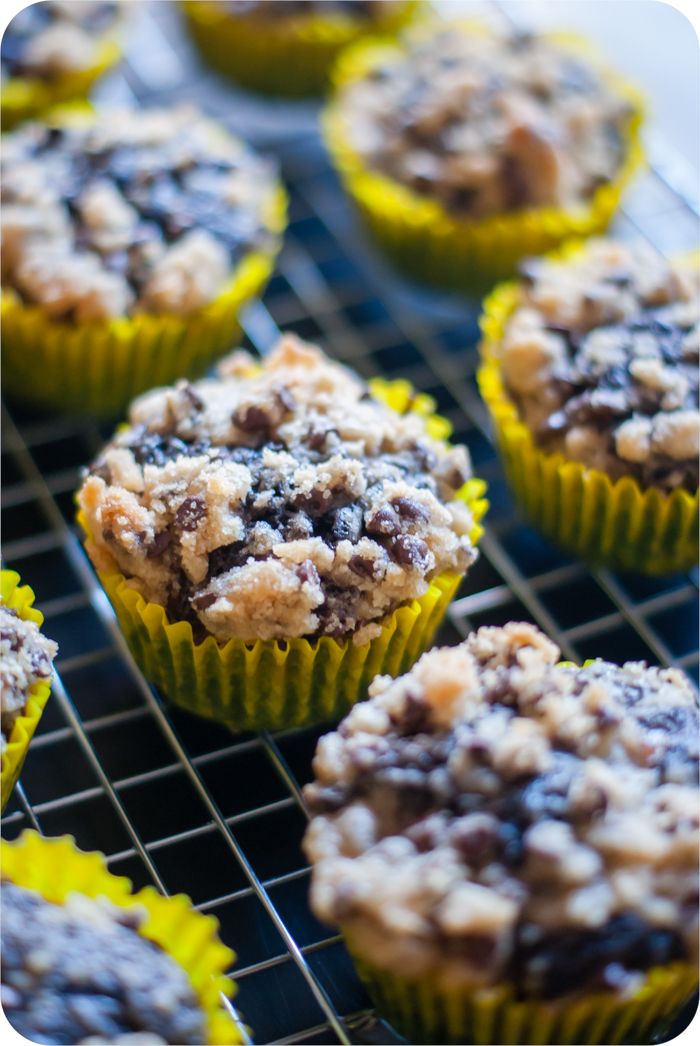 chocolate banana muffins with cookie dough streusel topping!!!