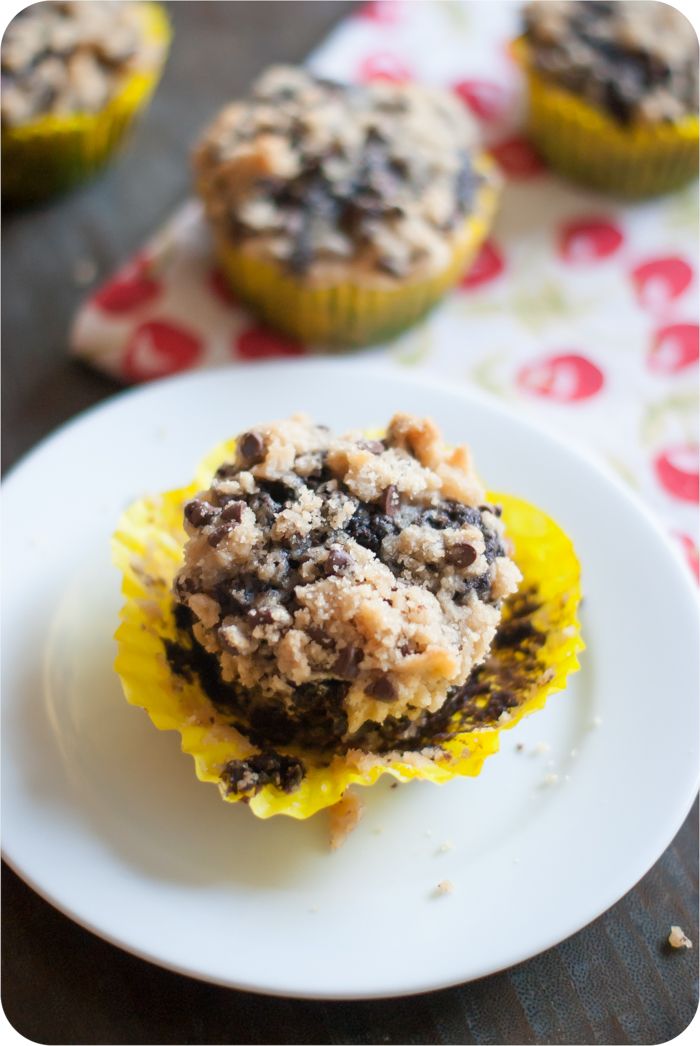 chocolate banana muffins with cookie dough streusel topping!!!