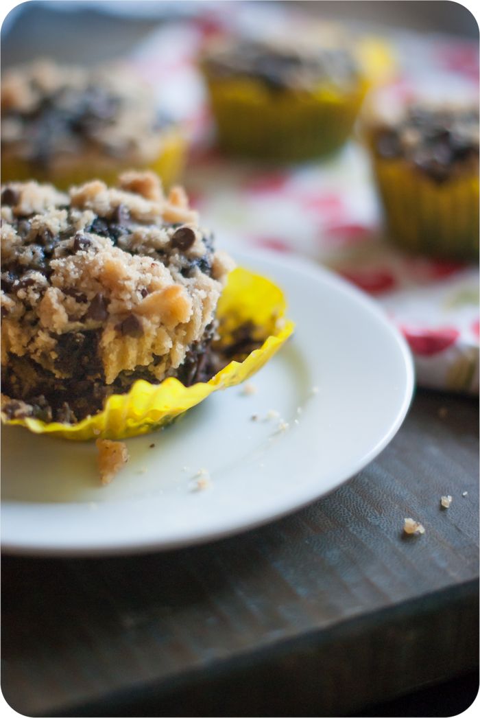 chocolate banana muffins with cookie dough streusel topping!!!