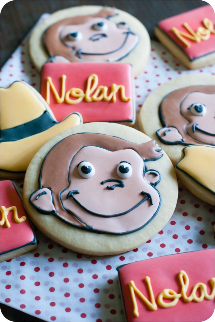 curious george cookies made with the help of an iPad app!