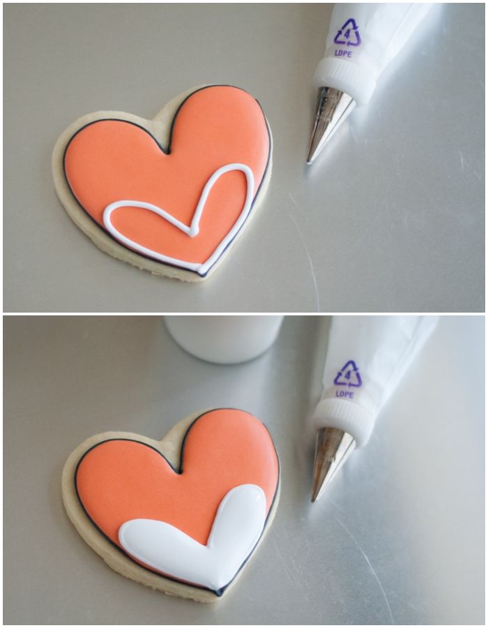 how to decorate a heart-shaped fox cookie