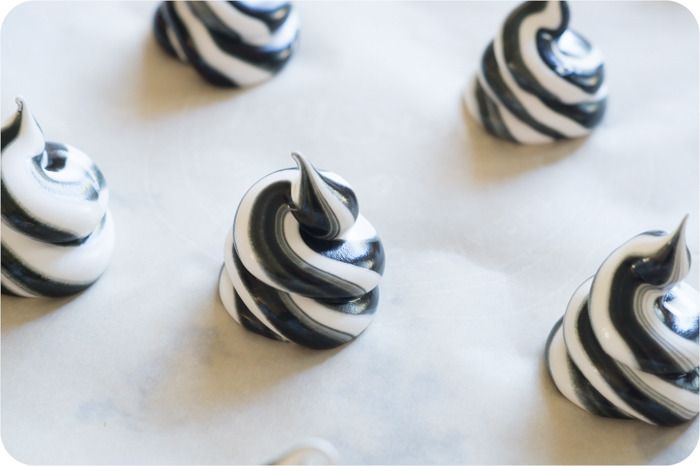 spooky swirled meringues