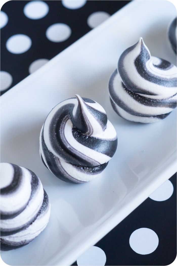 spooky swirled meringues