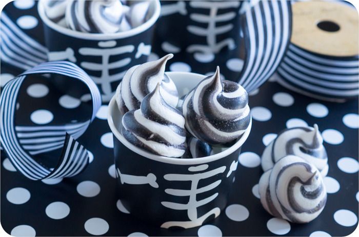 spooky swirled meringues