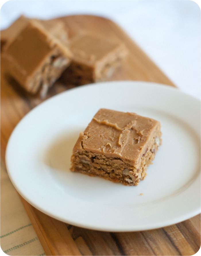 Iced Muscovado Caramel-Nut Blondies from the book Real Sweet ... treats made with natural sugars!