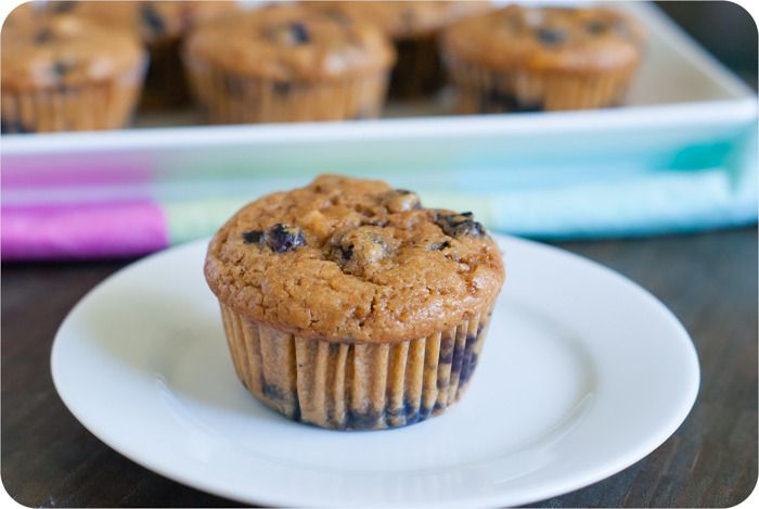 peachy blueberry muffins made with coconut sugar!!!