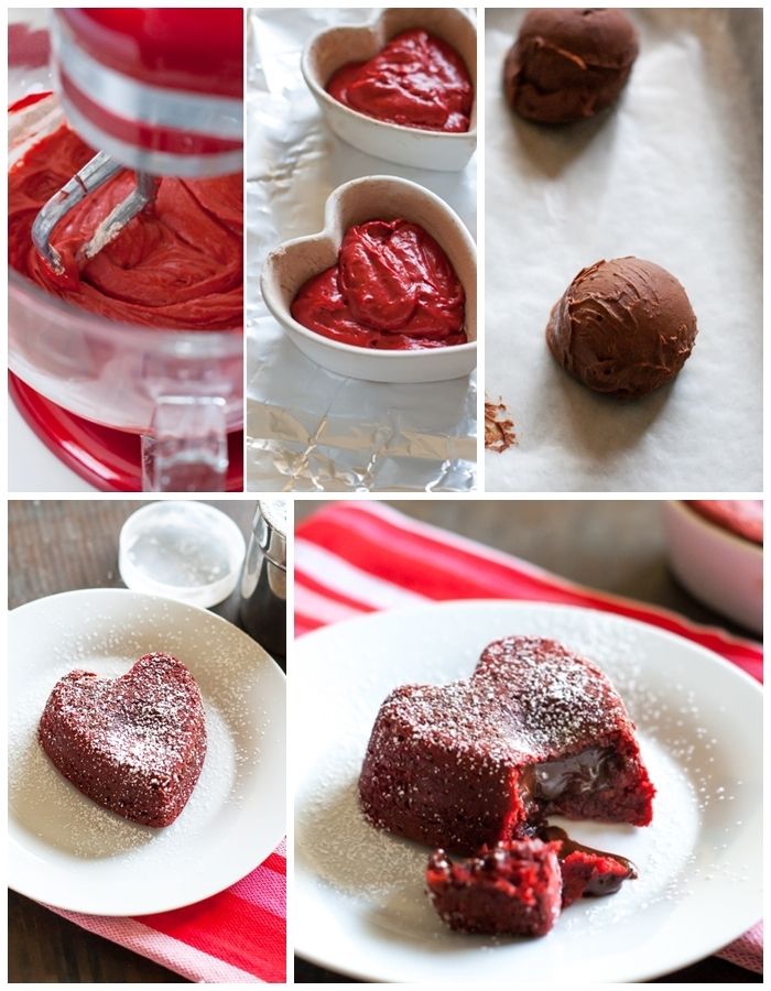 mini heart-shaped red velvet lava cakes ... so cute for Valentine's Day dessert!