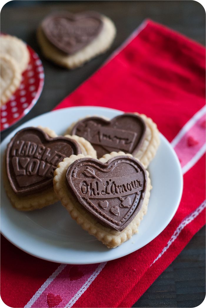 Salted Almond Shortbread Cookies with Milk Chocolate Toppers