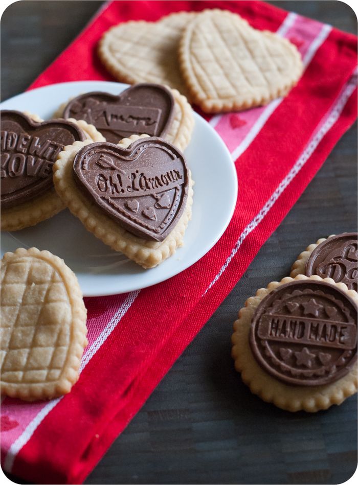 Salted Almond Shortbread Cookies with Milk Chocolate Toppers