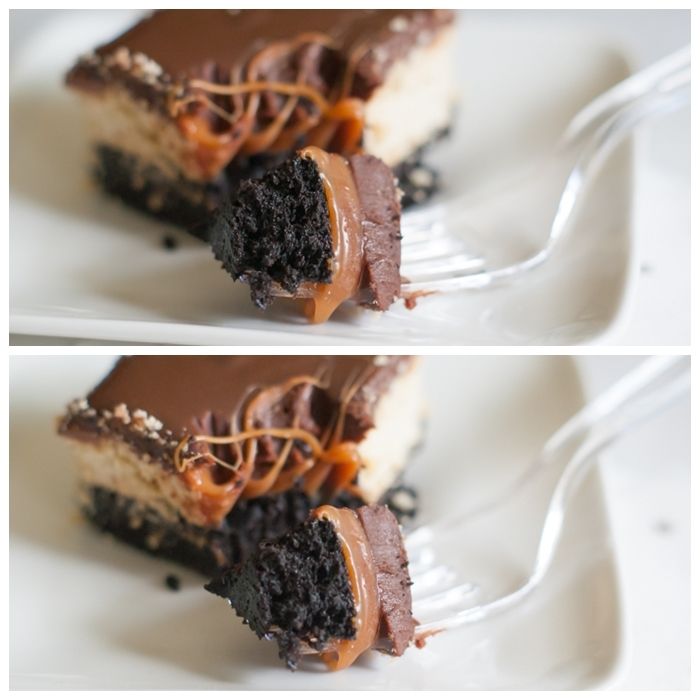 twix brownies ... brownies, shortbread cookies, gooey caramel, rich ganache | bakeat350.blogspot.com