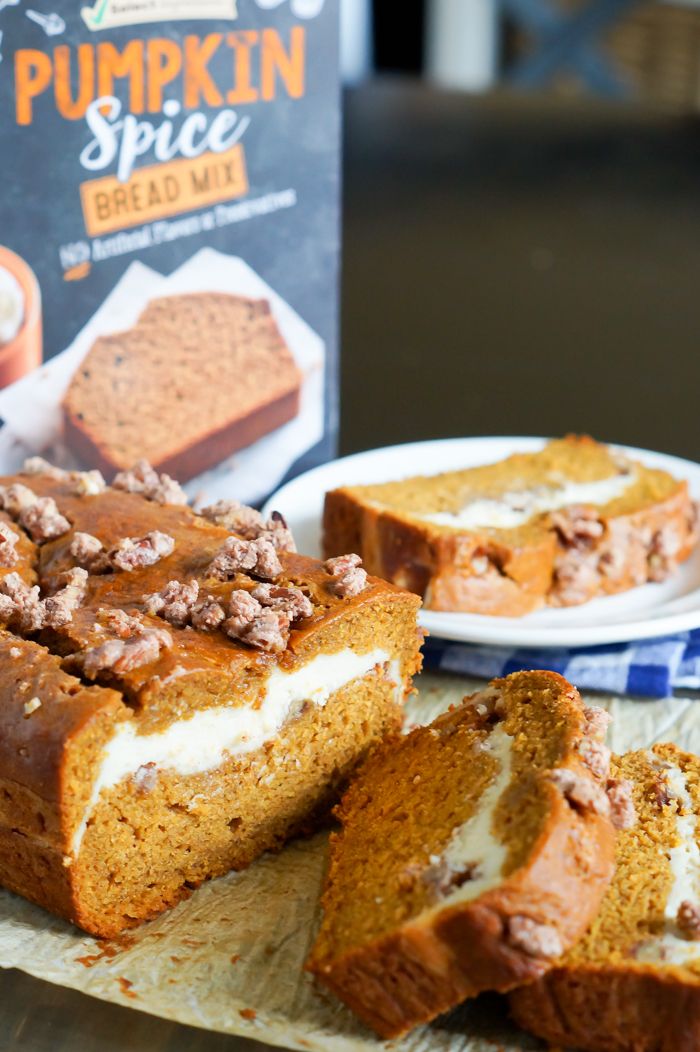 made with the help of a mix! > Pumpkin Cream Cheese Bread with Cinnamon Sugar Pecans