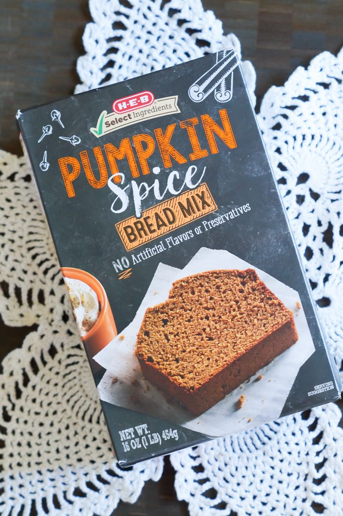 Pumpkin Cream Cheese Bread with Cinnamon Sugar Pecans made with HEB's pumpkin spice bread mix