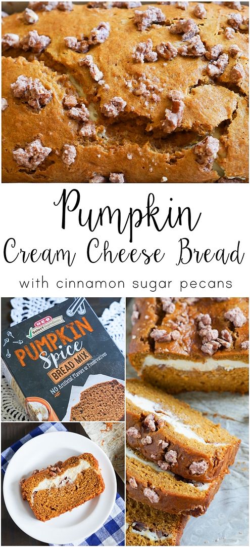 Pumpkin Cream Cheese Bread with Cinnamon Sugar Pecans