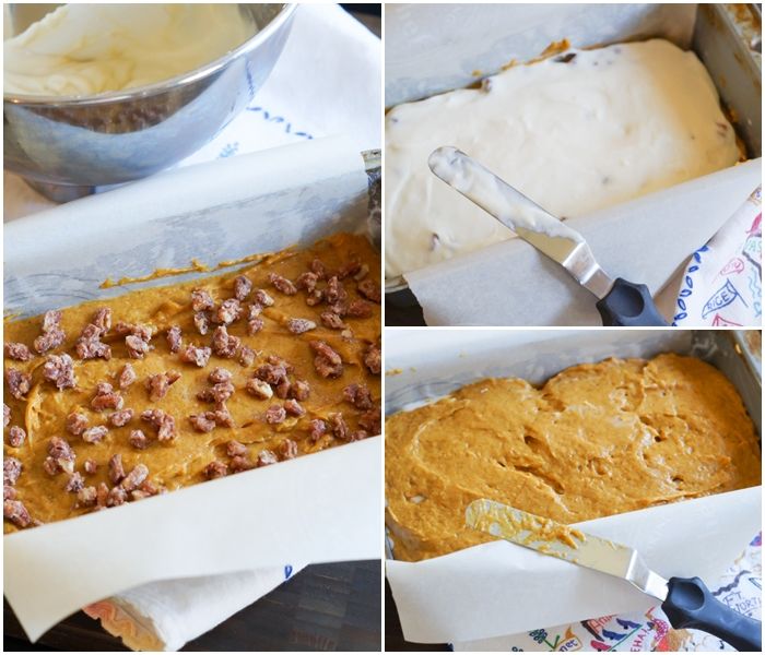 Pumpkin Cream Cheese Bread with Cinnamon Sugar Pecans