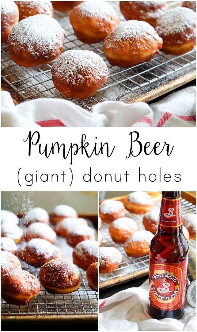 Pumpkin Beer (!) Giant Donut Holes | bakeat350.blogspot.com