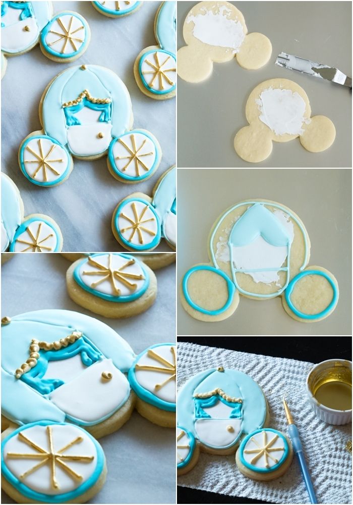 how to make Cinderella carriage cookies ... from a Mickey Mouse cookie cutter! Perfect for a Cinderella or princess party!