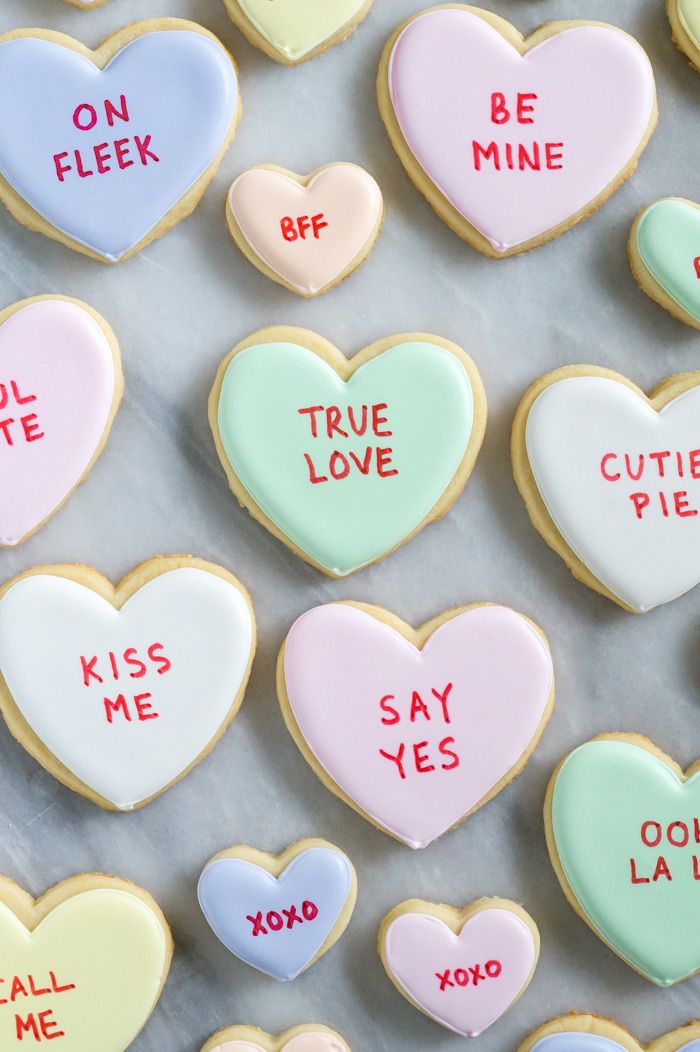 conversation heart cookies